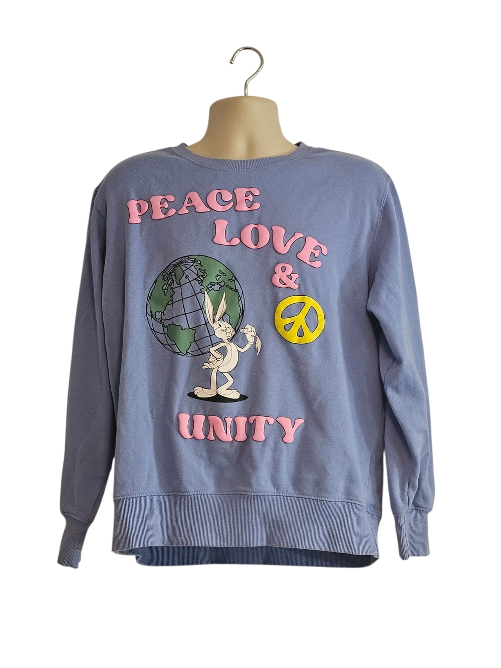 Looney Tunes "Peace Love & Unity" Puffy Graphic Print Sweatshirt Size: L